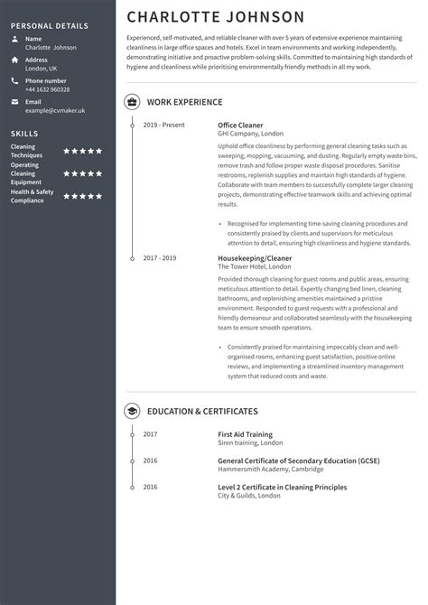 cleaner cv examples|Cleaner CV example and writing guide [Get noticed by employers].